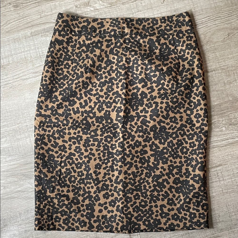 Banana Republic Black and Brown Animal Print Pencil Skirt